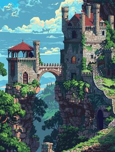 Pixel Art Medieval Videogame: Castle Level School Castle Aesthetic, Old Castle Drawing, Old Castle Aesthetic, Medieval Town Layout, Pixel Medieval, Medieval Pixel Art, Medieval School, Medieval Castle Art