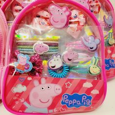 peppa pig backpacks are packed and ready to be used