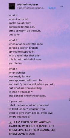 a poem written in front of a purple sky