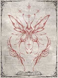 the cover art for seven studio's album, with red ink on white paper