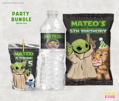 the star wars party bundle includes water and snacks