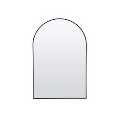 an arch shaped mirror is shown on a white background with black border around the edges