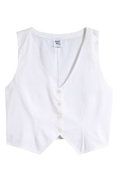 Whether worn alone or layered, this statement vest made from stretchy cotton with a cropped silhouette is always a great choice. Front button closure V-neck 97% cotton, 3% elastane Machine wash, line dry Imported Crop Vest, Cropped Vest, White Button Up, Nordstrom Store, Princess Polly, Button Up, Nordstrom, V Neck, Collage