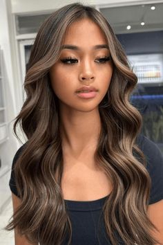 Blonde Highlight Ideas For Brown Hair, Highlights In Brunette Hair, Blonde Hair With Dark Highlights, Burnett Hair, Highlights Brunette, Light Brunette Hair, Brown Hair Inspiration, Buah Naga