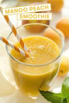 Mango Peach Smoothie, Morning Smoothie Recipes, Smoothie Easy, Peach Smoothie, Fruit Smoothie Recipes Healthy