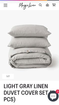 the light gray linen duvet cover set is on sale