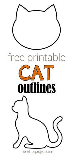 a cat with the words free printable cat outlines