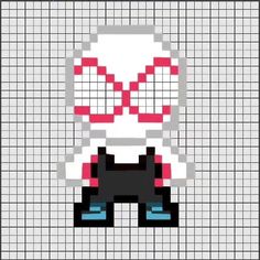 an image of a pixellated character in red and white