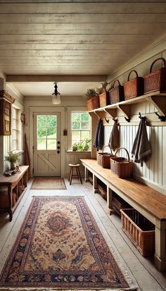 the entryway is clean and ready for guests to use it as a storage area