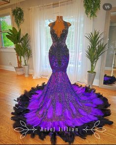 Purple Prom Ideas, Purple And Gold Prom Dress, Black And Purple Prom Dress, Purple And Black Prom Dress, Girl Prom, Custom Made Prom Dress, Purple Wedding Dress