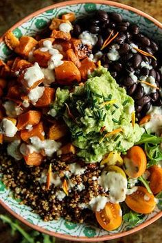 a bowl filled with lots of different types of food