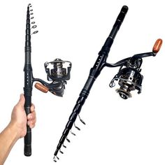 a hand holding a fishing rod and reel