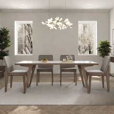 a dining room with a table and chairs