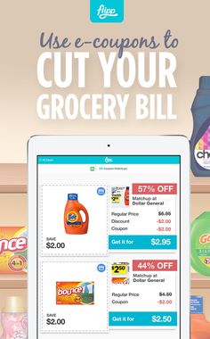 the grocery bill is being displayed on an ipad with coupons to cut your grocery bill