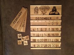 wooden calendars with star wars characters on them