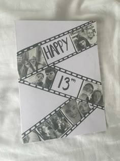 a film strip with the words happy on it and pictures of people in them are shown