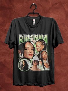 Rihanna Vintage Retro 90s T shirt, Rihanna Graphic Tee, Rihanna Fan Tee, Rihanna Gift For Fan T-Shirt NOTE ABOUT SHIPPING & CUSTOMS I use local printers in United States, Canada, UK, Australia. Germany & Italy. This ensures that you will never be charged with surprise customs fees on your tee. . All t-shirts are custom made to order and are printed using the latest ink to garment technology, a technology superior to heat transfer or screen print. - Heather colors are 52% combed and ring-spun cotton, 48% polyester - Athletic and Black Heather are 90% combed and ring-spun cotton, 10% polyester - Solid Colors 100% pre-shrunk cotton - Fiber content may vary by color FOR THE BEST FIT; (See Size Chart in Images). 1) Lay a t-shirt on a flat surface. 2) Measure the chest area, just under the armpi Rihanna Graphic Tee, 90s Graphic Tees Vintage, 90s Graphic Tees, Rihanna Vintage, 90s Shirts Graphic Tees, Rihanna Shirt, Rihanna Fan, Back To School Essentials, Music Tees