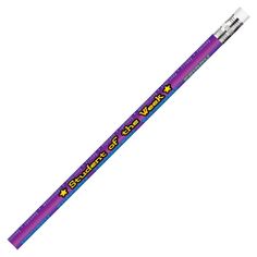 a purple pen with yellow stars on the tip and writing that says, she's so sweet