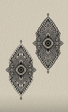 two black and white ornamental designs on a piece of paper with the words, i love you