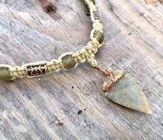 Arrowhead Hemp Necklace Flint Real Stone, Primitive Jewelry, Men's Tribal Necklace Adjustable Wire Wrapped Arrowhead Necklace, Rustic Handmade Arrowhead Necklace, Hemp Crafts, African Trade Bead Jewelry, Primitive Jewelry, Flint Stone, Cord Choker, Celtic Necklace, Hemp Jewelry