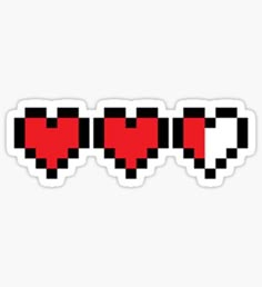 pixel heart sticker with three hearts in the middle, one red and one black