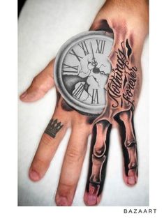 DIY and Crafts: #diy, #crafts, #handmade, #creative Clock Hand Tattoo, King Cobra Tattoo, Bone Hand Tattoo, Hand Clock, Hand Tatto, Cobra Tattoo, Hand Band, Swimming In The Ocean