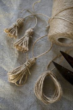 some twine and scissors on a table