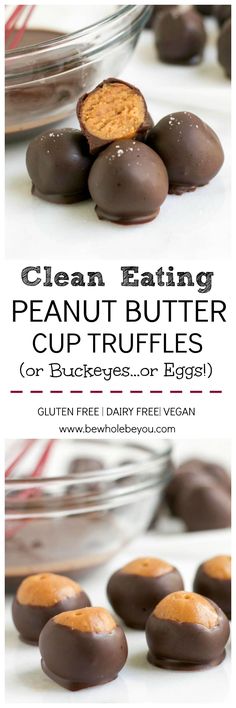 chocolate peanut butter cup truffles with text overlay