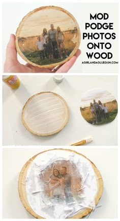 some pictures are being made with wood and plastic wrap around them to look like they're