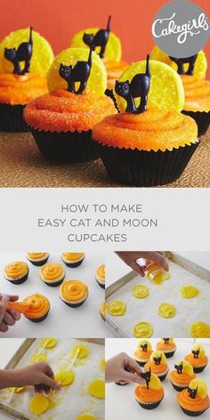 how to make easy cat and moon cupcakes