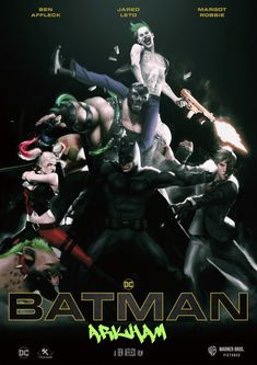 the poster for batman arkuvm, which features many different characters and their names