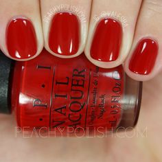 OPI Holiday 2016 Breakfast At Tiffany s Collection Swatches amp Review Red Opi Nails, Opi Red Nail Polish, Opi Red, Pretty Nail Colors, Nagellack Trends, Sns Nails, Breakfast At Tiffany's, Nails Colors