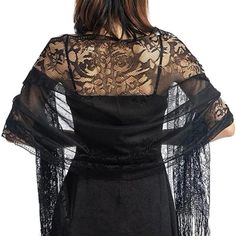 1pc Casual Floral Hollow Out Scarf Shawl Color: Black Bride Party Dress, Evening Shawls, Dress With Shawl, Bridal Shawl, Lace Wrap, Wedding Shawl, Pink Scarves, Lace Scarf, Lace Shawl