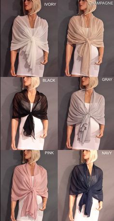 Ways To Tie Scarves, Scarf Coverup, Sheer Cover Up, Chiffon Shawl, Ways To Wear A Scarf, Dress With Shawl, How To Wear A Scarf, Chiffon Wrap, Wedding Wraps