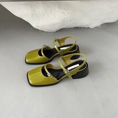 Olivia Mark - Vintage Square Toe Mary Jane Sandals with Buckle Strap and Chunky Heel Square Toe Mary Jane, Heels Fashion, Mary Jane Heels, Avocado Green, Fashion Sandals, Thick Heels, Mid Heel, Vintage Shoes, Chunky Heel