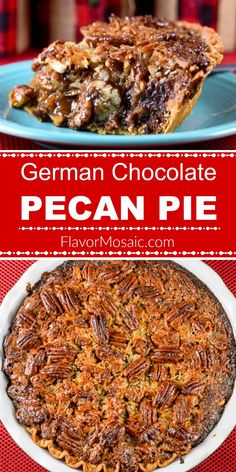 german chocolate pecan pie with text overlay