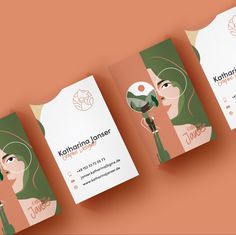 the business card is designed to look like a woman with flowers in her hair and holding a rose