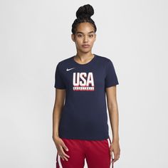 Put your country on your back in this USA T-shirt. Featuring the squad's authentic practice graphic, this tee has sweat-wicking technology to help you stay dry and comfortable Practice Shirts, Basketball Practice, Usa Basketball, Basketball Team, Womens Basketball, Team Usa, Basketball Teams, Your Back, Nike Dri Fit