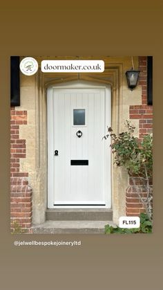 a white front door with black trim