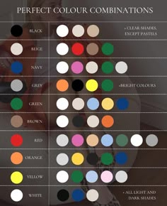 the color chart for different colors and shapes