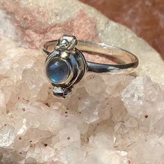 Labradorite 925 Sterling Silver Poison Ring, Size 8.5 Poison Ring, Womens Jewelry Rings, Blue And Silver, Labradorite, 925 Sterling Silver, Women Jewelry, Boutique, Sterling Silver, Silver