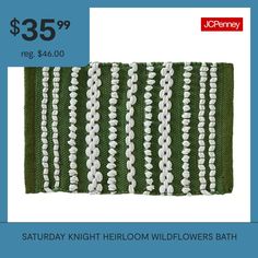 a green and white striped rug with the price $ 35 95 on sale at jchenney