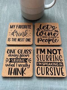 four coasters that say, i'm not saying what i really think