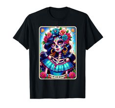 PRICES MAY VARY. Sure to be a hit on Halloween or day of the dead celebrate in style with this cute La Catrina floral sugar skull top for women. Makes a great Dia De Muertos party top. Share your love of day of the dead with this floral sugar skull Dia De Muertos. Tarot Card Dia De Los Muertos Woman Catrina Day Of The Dead makes a great Dia de los Muertos, Dia De Muertos, sugar skull, Gothic skull top for women or Halloween skull top for anyone who celebrates this Mexican holiday tradition. Ligh Flip Flop Cards, Boho Bachelorette, Card Costume, The Lovers Tarot Card, The Lovers Tarot, Bachelorette Tshirts, Funny Skeleton, Retro 70s, Tarot Card