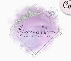 a pink and white business card with the words, business name your tagline on it