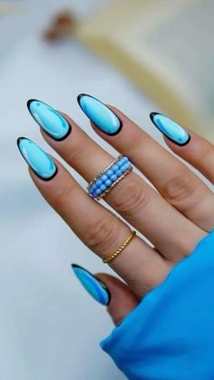 Matte Acrylic Nails, Pop Art Nails, Nagellack Trends, Baby Blue Nails, Long Press On Nails, Blue Acrylic Nails, Nagel Tips, Blue Nail Designs