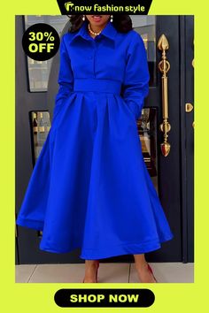 knowfashionstyle Rose Red Turndown Collar Long Sleeve Pocket Buckle Cinch Waist Long Formal Office Lady Vacation Pleated Maxi Dresses Three Quarter Sleeve Shirt, Formal Office, Dress Shirt Sleeves, Maxi Dress Online, Pleated Maxi Dress, Pleated Maxi, Loose Outfit, Turndown Collar, Office Lady