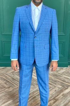 Blue Check Suit, Bespoke Suits, Check Suit, Custom Suit