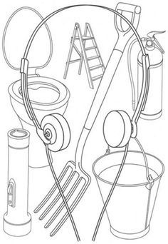 a drawing of various items that are in the shape of a circle