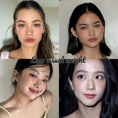 Makeup For Low Visual Weight Face, Low Visual Weight Makeup Round Face, Natural Makeup Round Face, High Visual Weight Face, Low Visual Weight Face, Makeup For A Round Face, Makeup Looks Round Face, Round Face Aesthetic, Makeup For Oval Face Shape